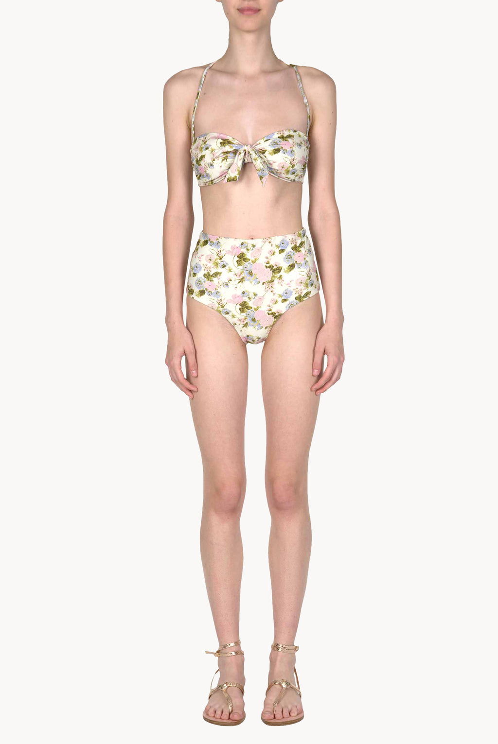 Band And High Waist Slip Blooming Roses Double Face