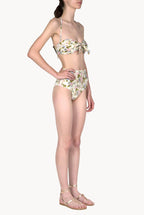 Band And High Waist Slip Blooming Roses Double Face