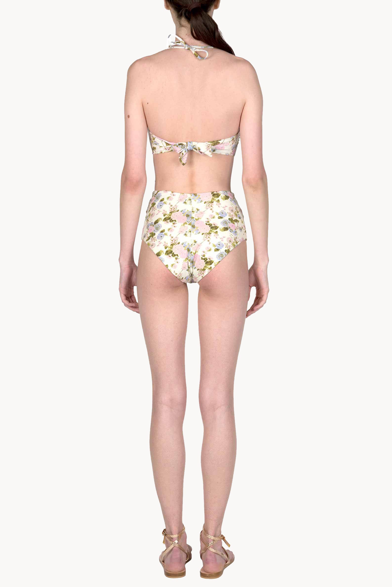Band And High Waist Slip Blooming Roses Double Face