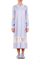 Abito camicia in cotone vichy con pizzo