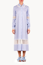 Abito camicia in cotone vichy con pizzo