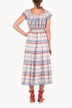 Cotton Color Melt Midi Dress With Lace