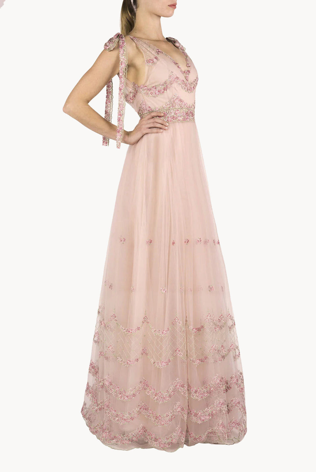 Embroidered Tulle Ballgown
