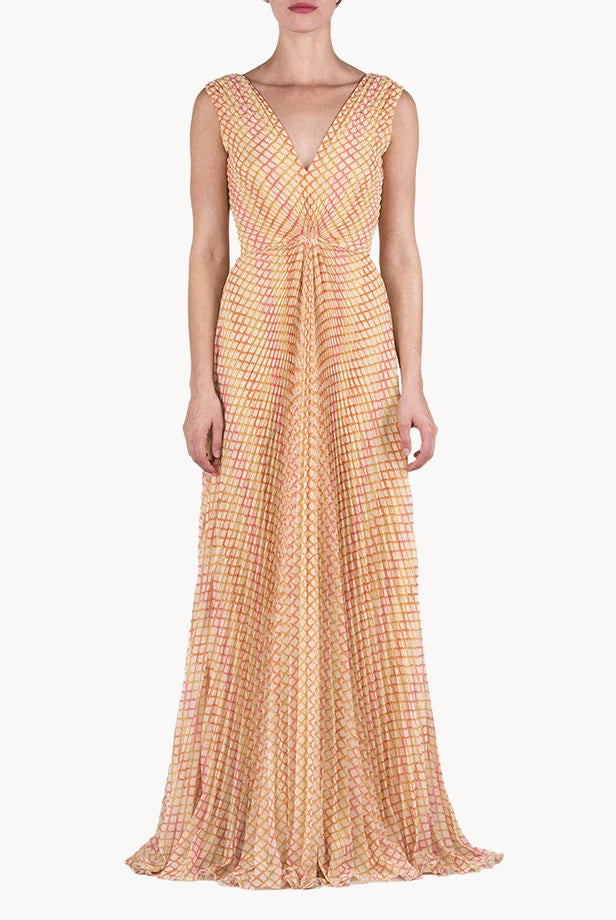Rhombus Georgette Pleatted Dress