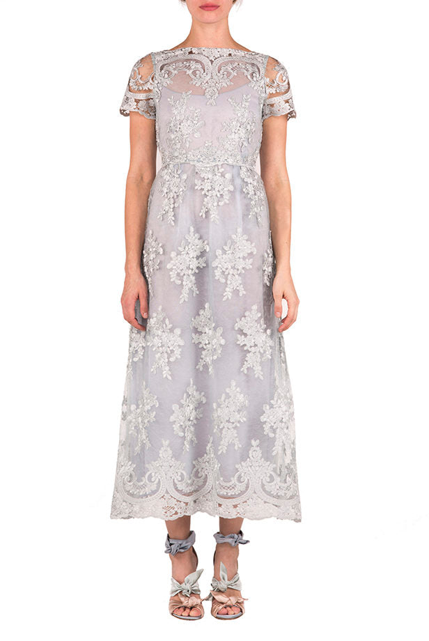 Abito midi in pizzo floreale