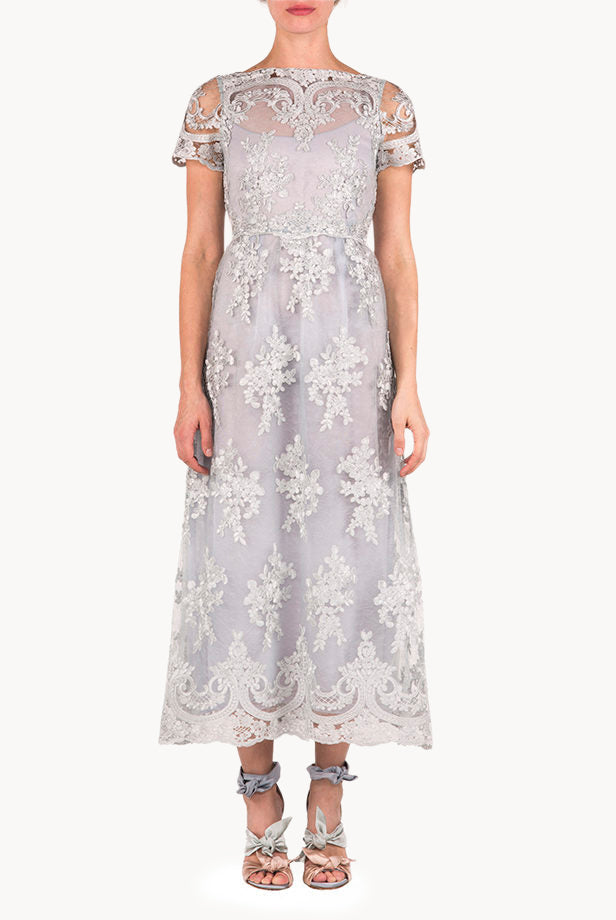 Abito midi in pizzo floreale