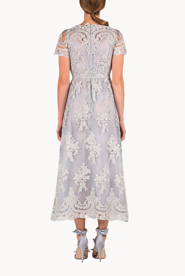 Abito midi in pizzo floreale