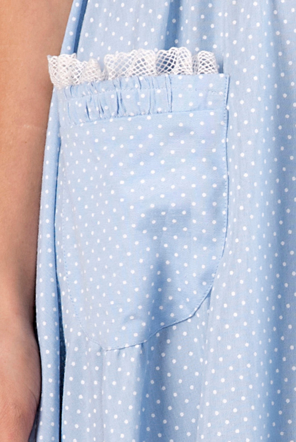 Abito maxi a balze in cotone misto