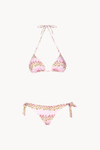 Triangle And Slip Pink Flowery Striped Bikini