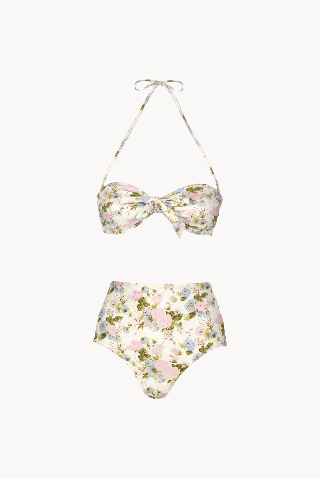 Band And High Waist Slip Blooming Roses Double Face