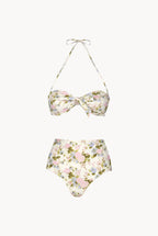 Band And High Waist Slip Blooming Roses Double Face