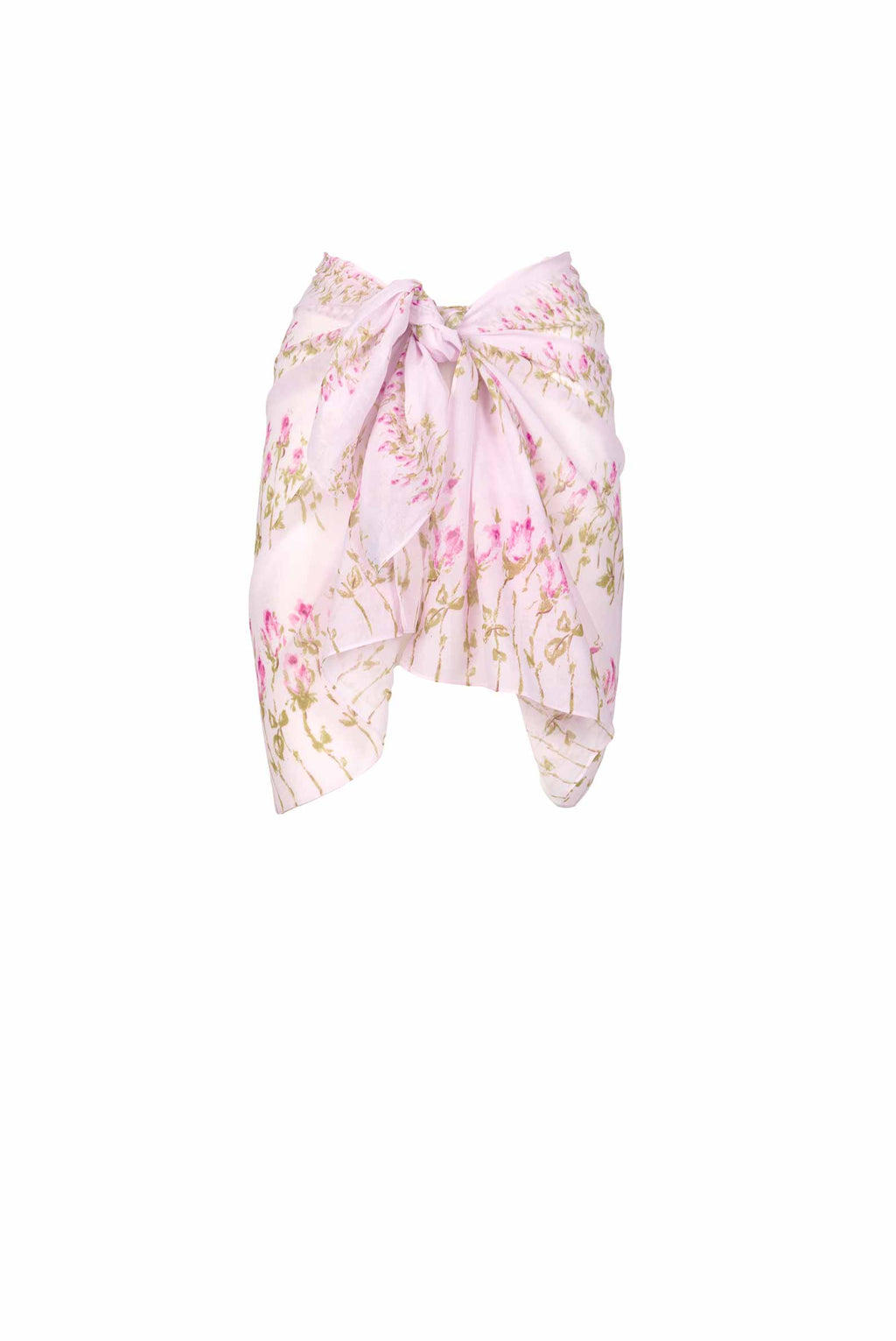 Pareo corto a righe floreali rosa