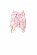 Pareo corto a righe floreali rosa