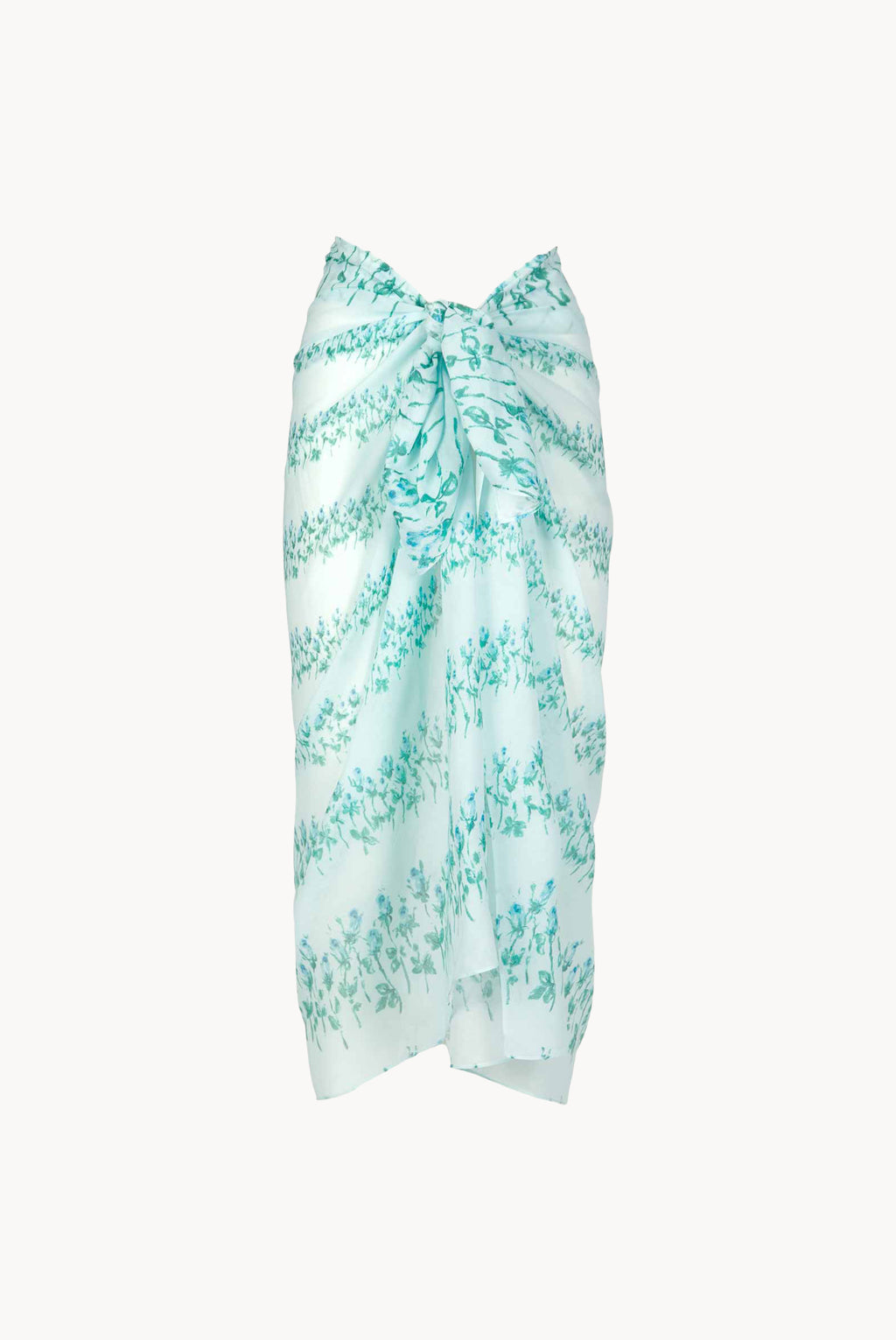 Blue Flowery Striped Long Pareo