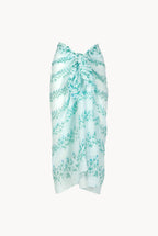 Blue Flowery Striped Long Pareo