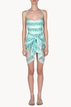 Blue Flowery Striped Short Pareo