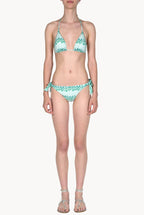 Triangle And Slip Blue Flowery Striped Bikini