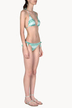 Triangle And Slip Blue Flowery Striped Bikini