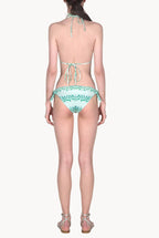 Triangle And Slip Blue Flowery Striped Bikini