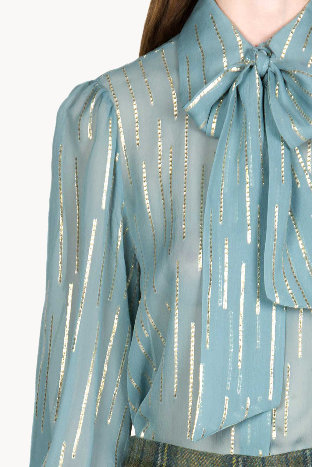 Silk-Blend Chiffon Pussy Bow Blouse