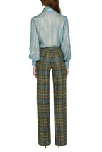 Blusa in Chiffon Misto Seta con Fiocco al Collo