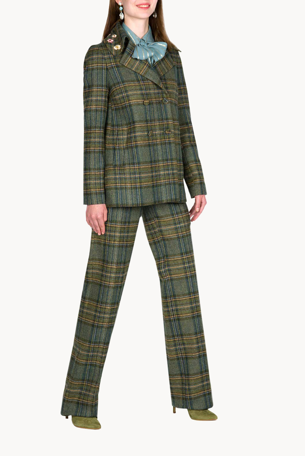 Plaid Virgin Wool Peacoat