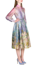 Floral Print Silk Organza Pussy Bow Dress