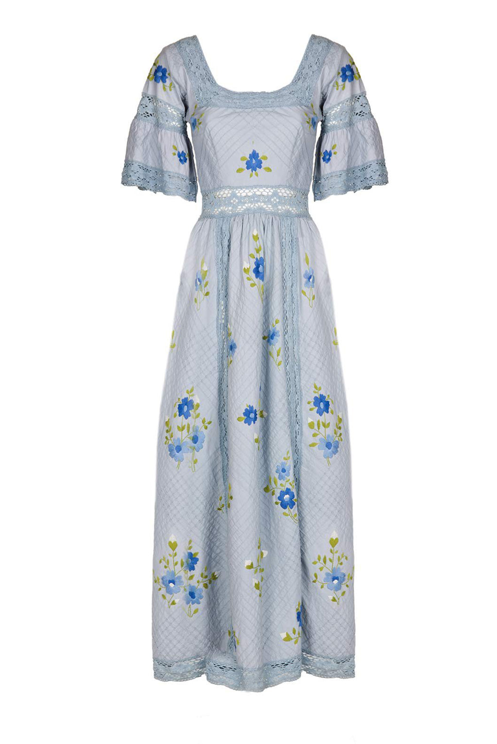 Vestito con pizzo floreale e inserti