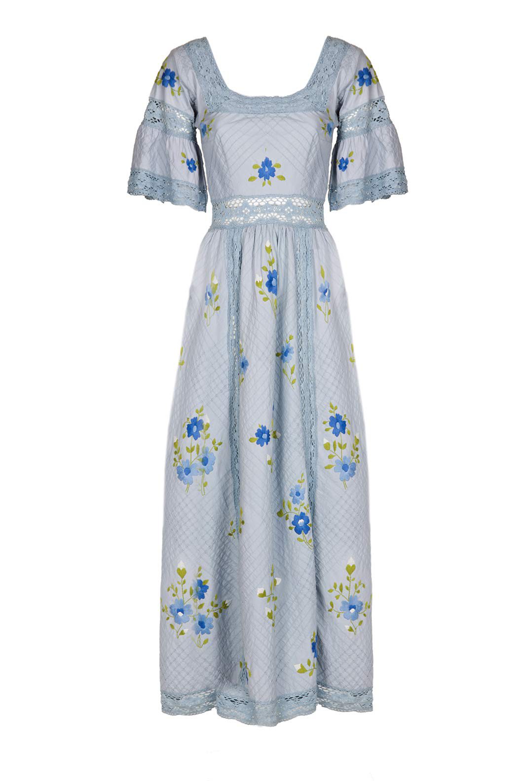 Vestito con pizzo floreale e inserti