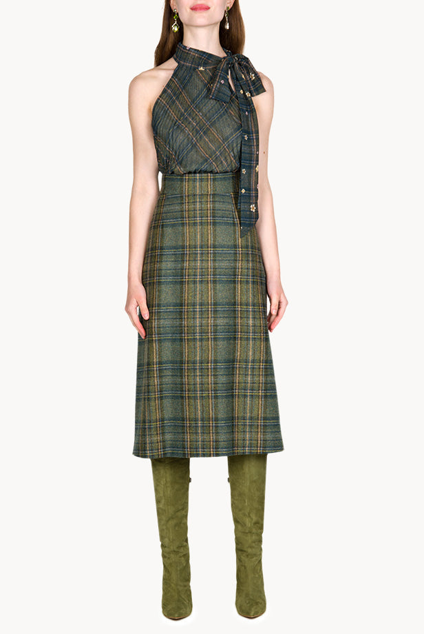 Pussy Bow Plaid Silk Chiffon Blouse