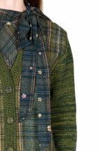 Cardigan in Heather con Pannelli a Quadri