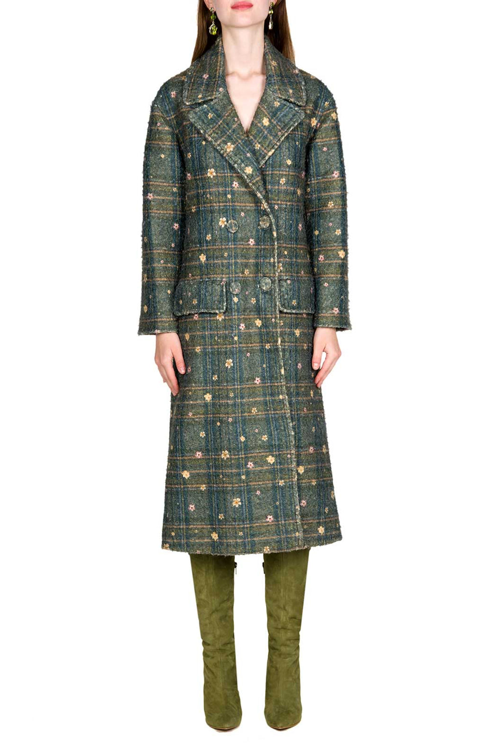 Cappotto doppiopetto a quadri stampato