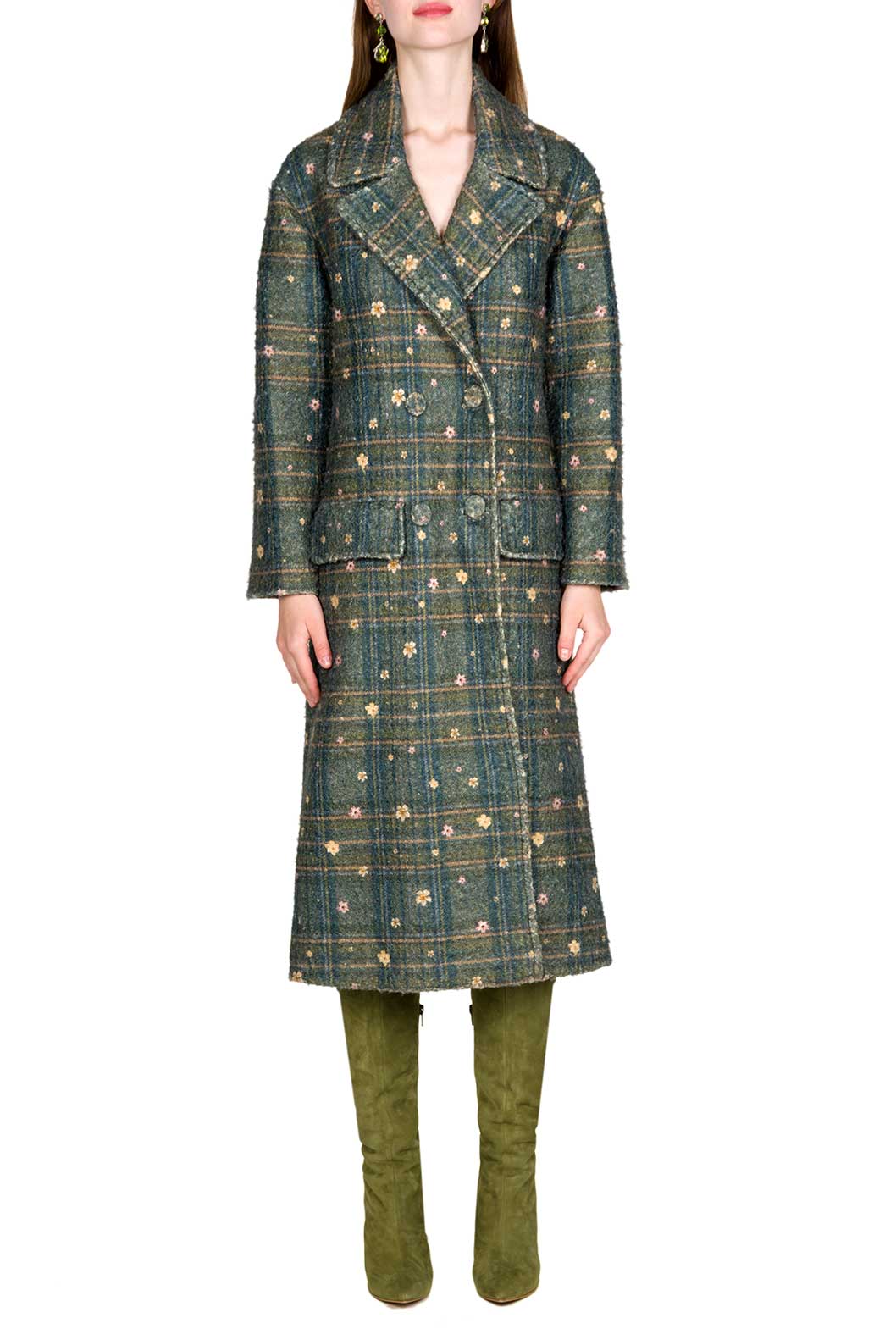 Cappotto doppiopetto a quadri stampato