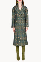 Print Double-Breasted Plaid Coat