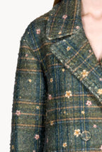 Print Double-Breasted Plaid Coat
