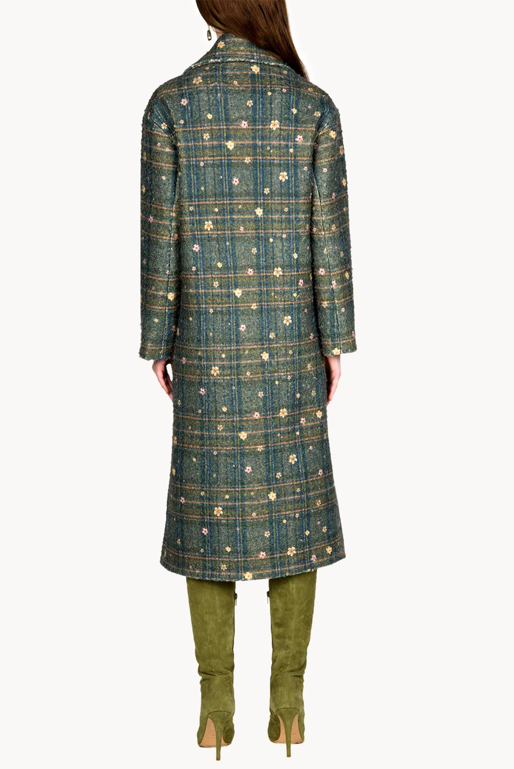 Print Double-Breasted Plaid Coat