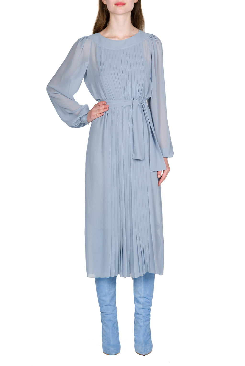 Vestito Plissettato in Chiffon