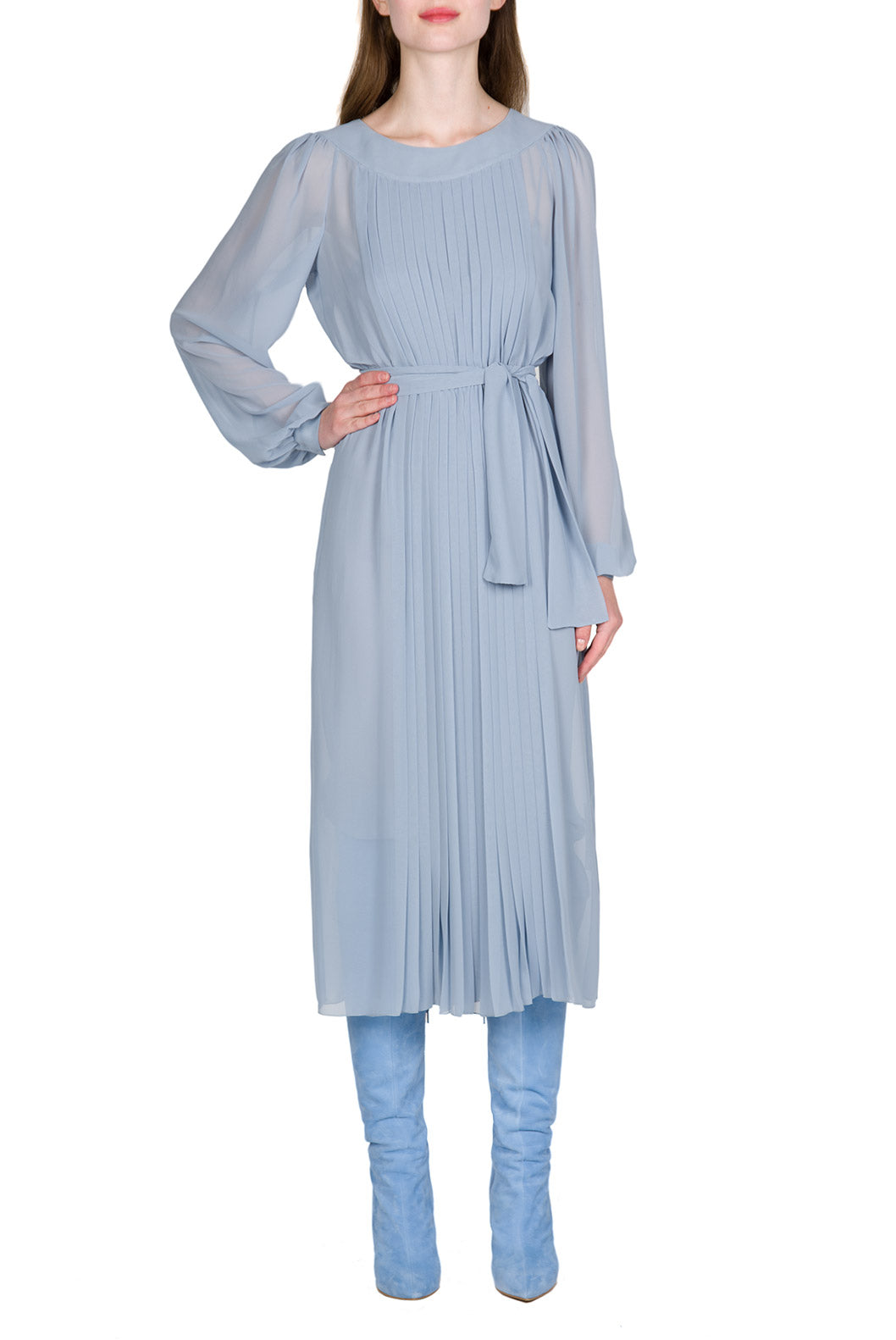 Vestito Plissettato in Chiffon