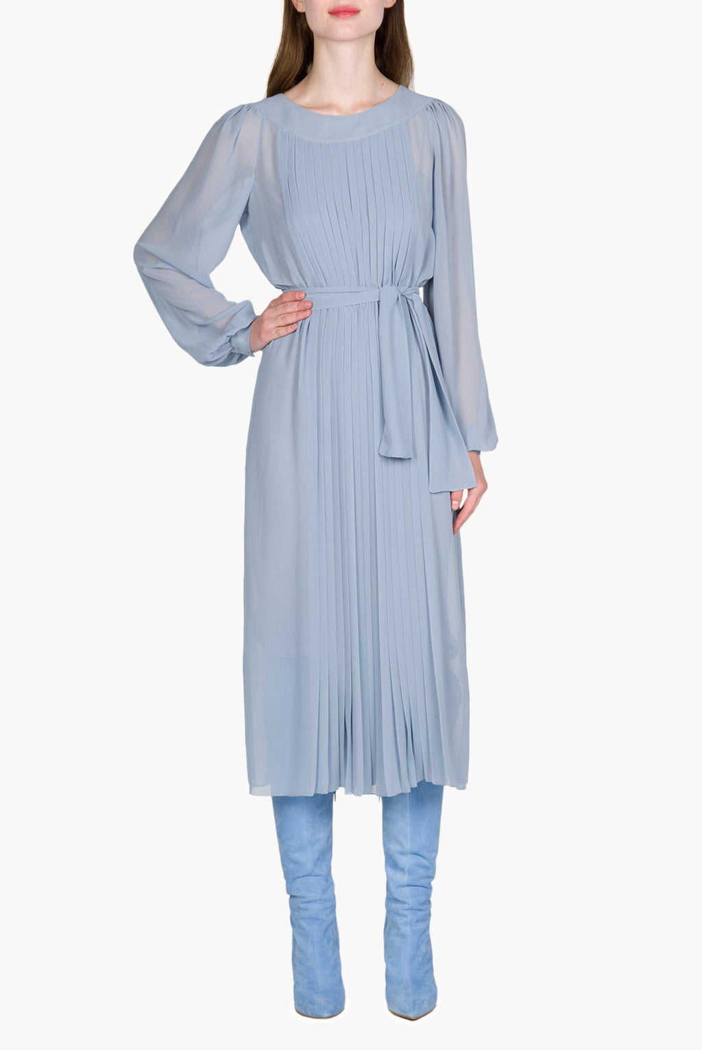 Vestito Plissettato in Chiffon