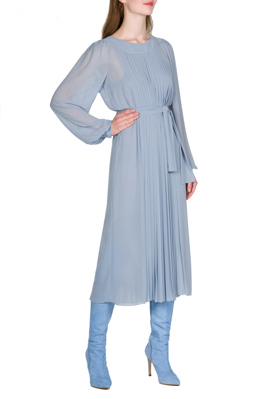 Vestito Plissettato in Chiffon