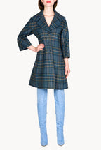 Virgin Wool Plaid Peacoat