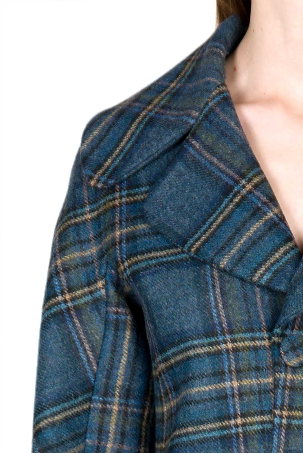 Cappotto Peacoat in Lana Vergine a Quadri
