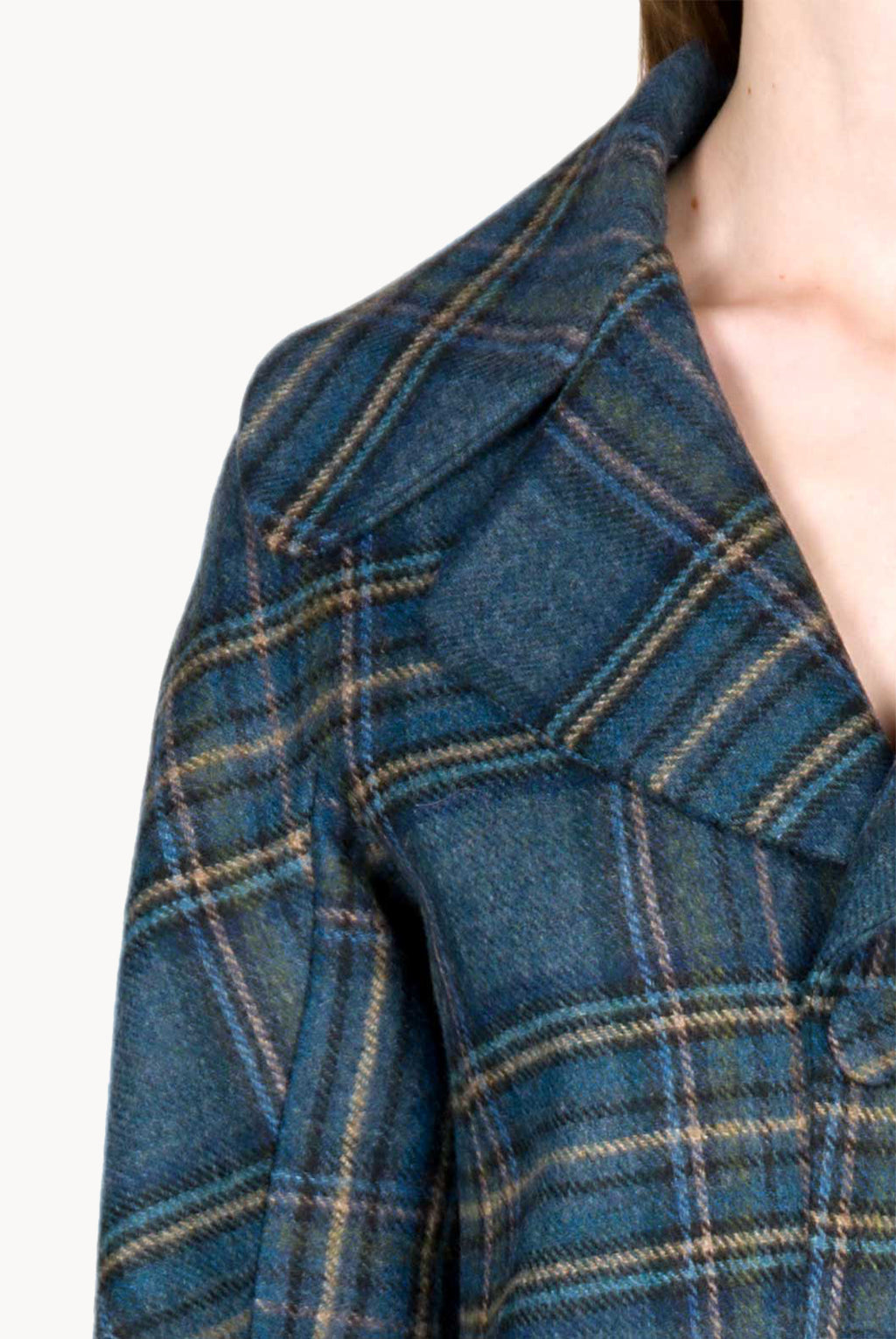 Virgin Wool Plaid Peacoat