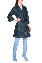 Cappotto Peacoat in Lana Vergine a Quadri