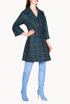 Virgin Wool Plaid Peacoat