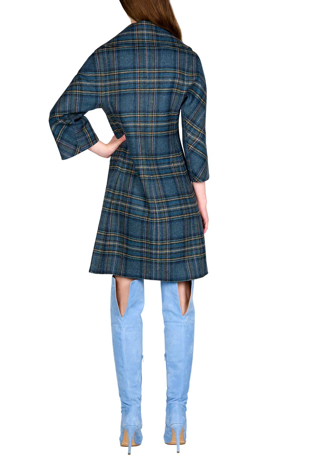 Cappotto Peacoat in Lana Vergine a Quadri