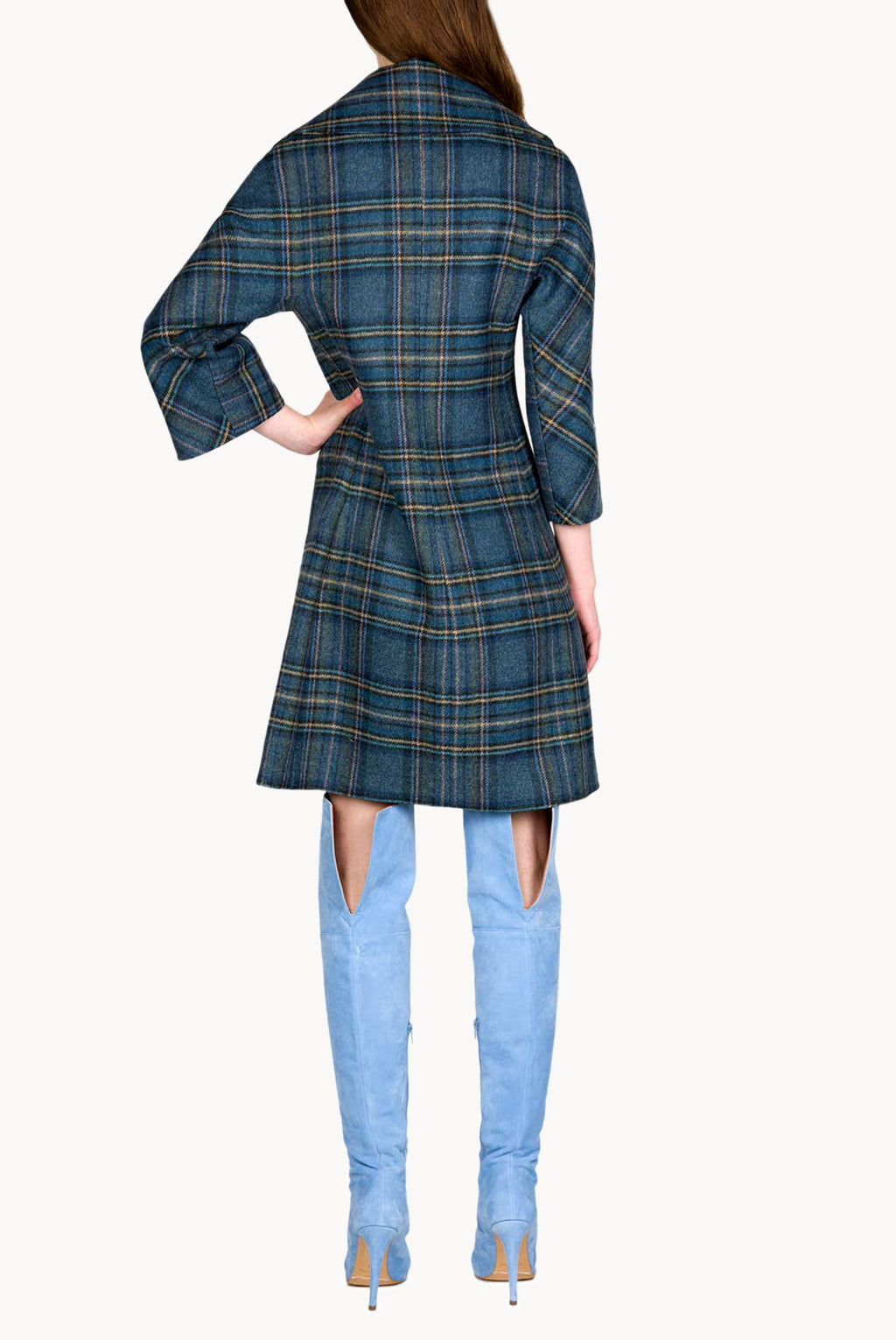Virgin Wool Plaid Peacoat