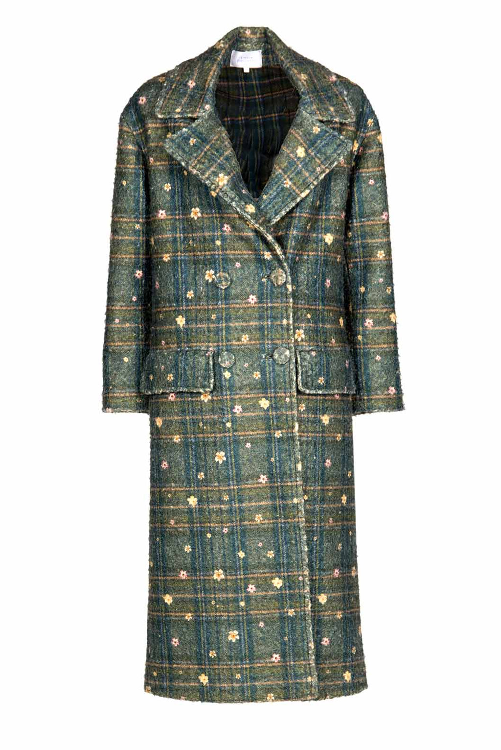 Cappotto doppiopetto a quadri stampato