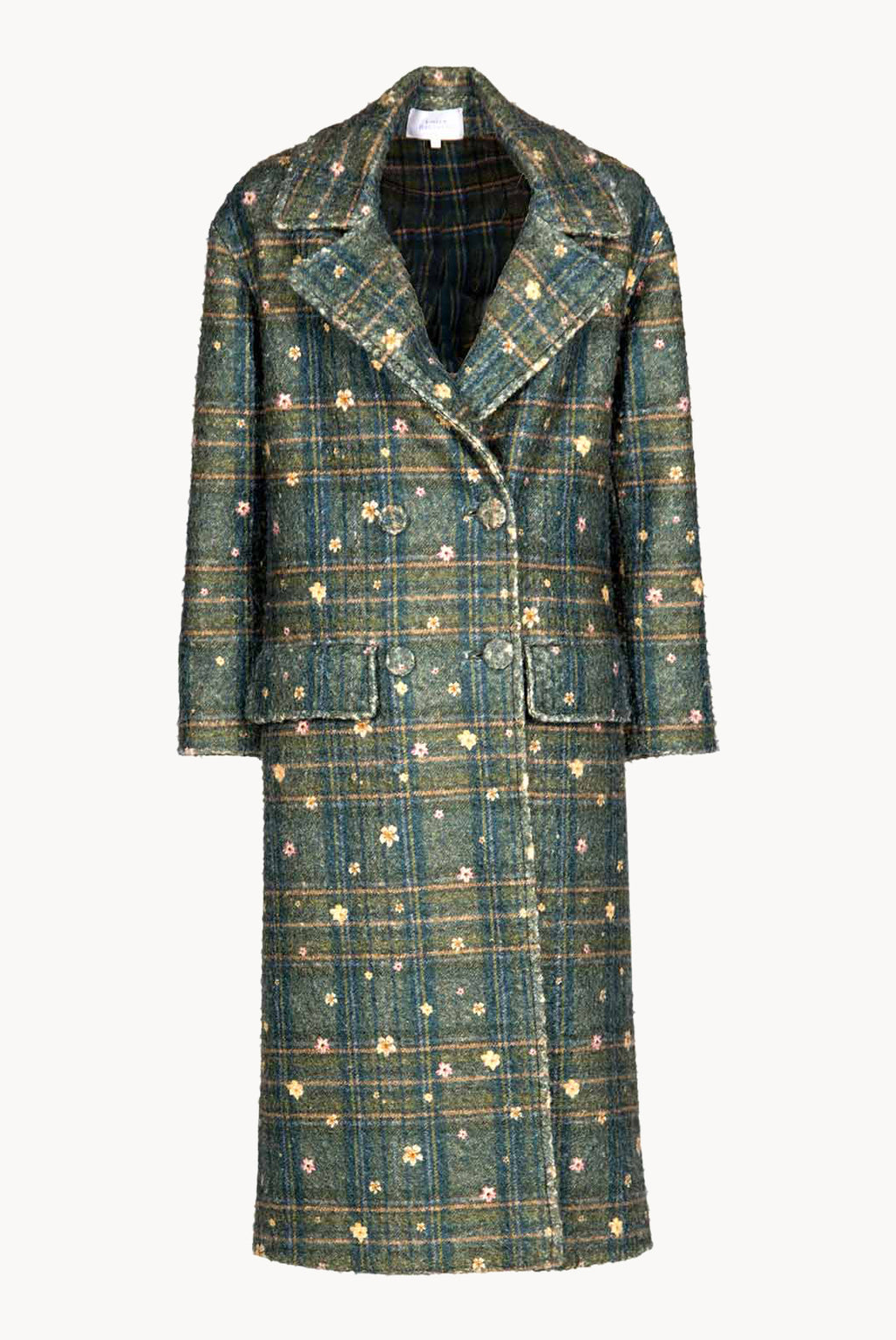 Print Double-Breasted Plaid Coat
