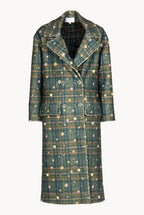 Print Double-Breasted Plaid Coat